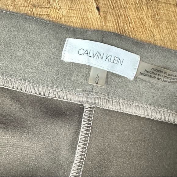 Calvin Klein Faux Suede Casual Legging Pull on Ankle Pant Taupe Sz Large - Picture 8 of 8